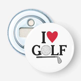Customizable I love Golf Button Flesopener