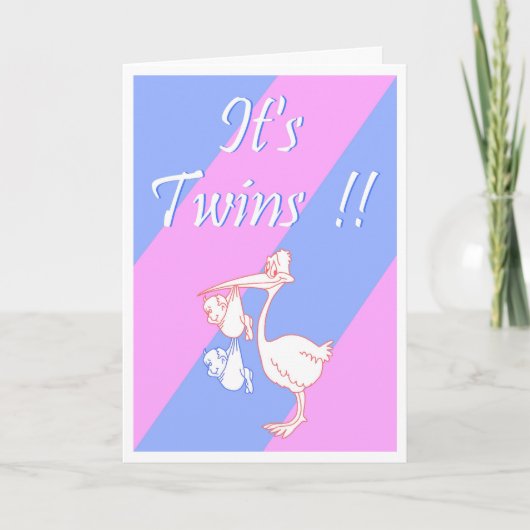Customizable "It's Twins!!" (Boy/Girl) Card (Voorkant)