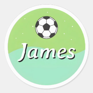 Customizable Kids Name Sticker– Soccer Ball Design Ronde Sticker