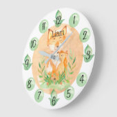 Customizable Leaf Baby Fox Nursery Clock Large Grote Klok (Hoek)