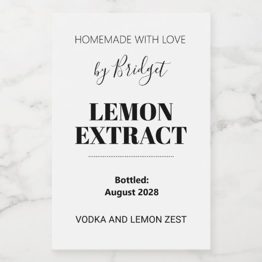Customizable Lemon Extract Label Wijn Etiket (Enkel label)