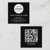 Customizable Logo Professional QR Code Black Vierkante Visitekaartje (Voorkant / Achterkant)