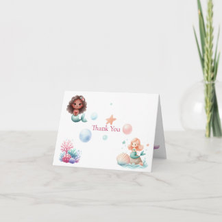 Customizable Mermaid Birthday Girls Bedankkaart