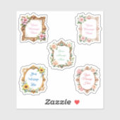 Customizable Message in Floral Frame Stickers (Vel)