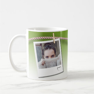 Customizable mug, photo frame, green background koffiemok