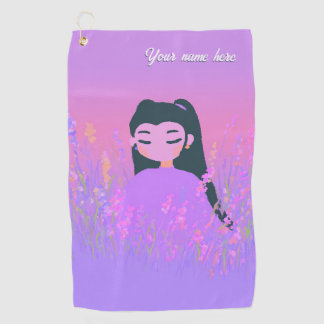 Customizable Name Golf Girl Lavender Daydream Golfhanddoek