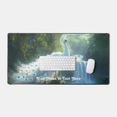 Customizable Peacock Forest Waterfall Desk Mat (Keyboard & Muis)