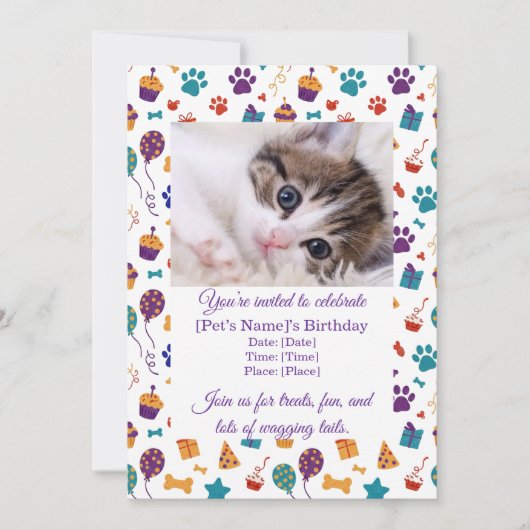 Customizable Pet Birthday Party Invitation (Devant)