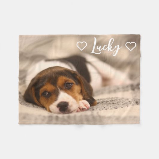 Customizable Pet Photo and Name Fleece Deken (Voorkant (Horizontaal))