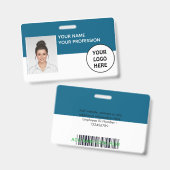 Customizable Photo ID Badge – Editable Name, (Voor- en achterkant)