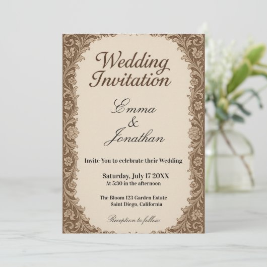 Customizable Photo Wedding Invitation Card (Debout devant)