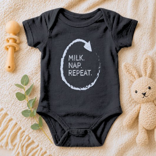 Customizable Phrase Milk. Nap. Repeat. Romper