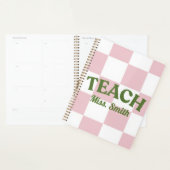 Customizable Pink Checkered Teacher Planner (Devant avec enveloppe)