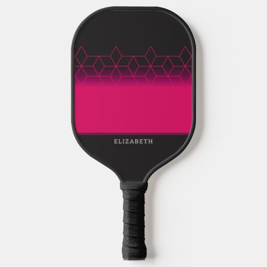 Customizable Pink Diamond Pattern Pickleball Paddle (Voorkant)