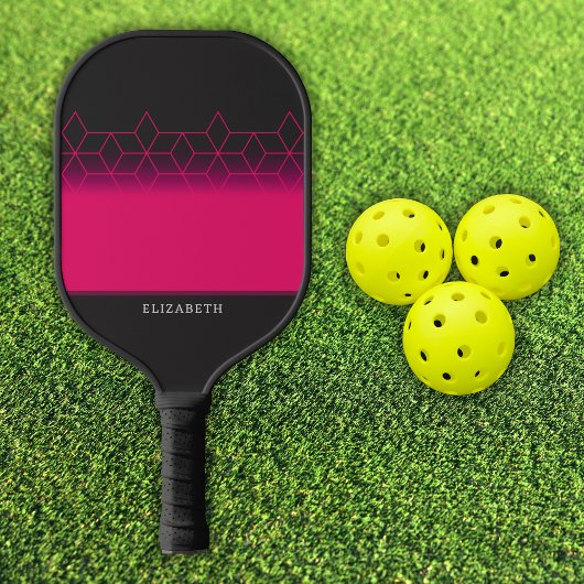 Customizable Pink Diamond Pattern Pickleball Paddle