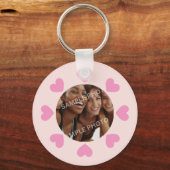 Customizable Pink Heart Photo Sleutelhanger (Voorkant)
