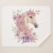 Customizable Pretty Ponies and Petals Sherpa Deken (Voorkant (horizontaal))