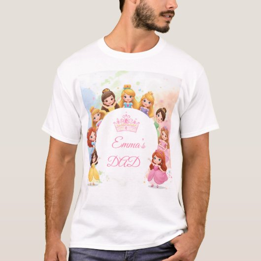 Customizable Princess Birthday T-Shirt for Dad (Devant)