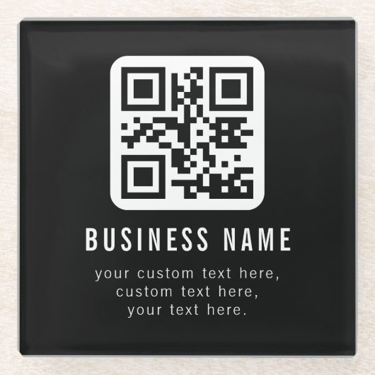 Customizable QR Code & Editable Text Design Glazen Onderzetter (Voorkant)