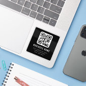 Customizable QR Code & Editable Text Design Sticker (Laptop met iPhone)