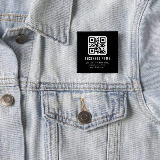 Customizable QR Code & Editable Text Design Vierkante Button 5,1 Cm (In situ)