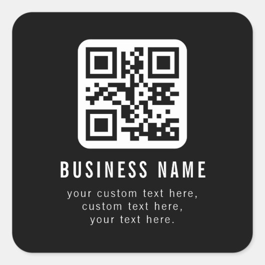 Customizable QR Code & Editable Text Design Vierkante Sticker (Voorkant)