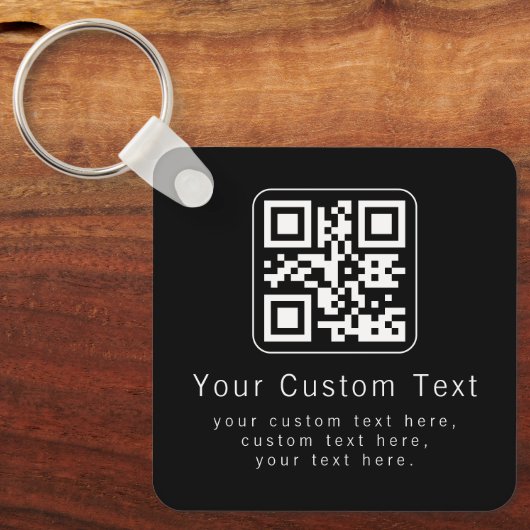 Customizable QR Code & Editable Text Template Sleutelhanger (Voorkant)