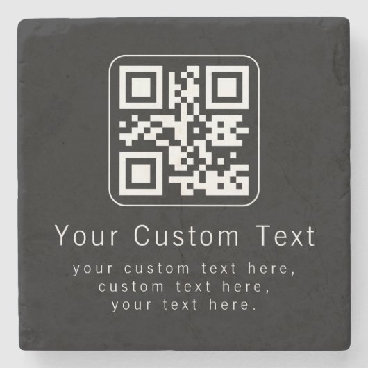 Customizable QR Code & Editable Text Template Stenen Onderzetter (Voorkant)