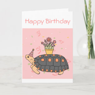 Customizable Redfoot Tortoise Birthday Card 3 Kaart
