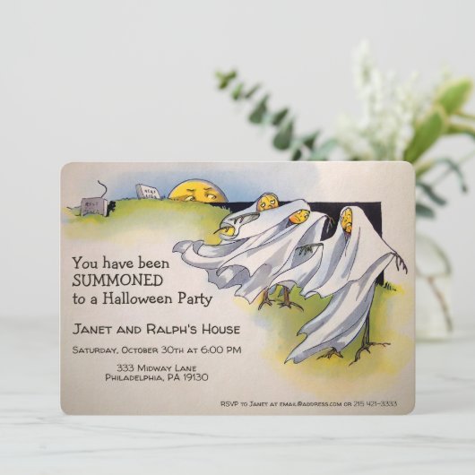 Customizable Retro Spooky Halloween Invitation (Debout devant)