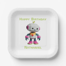 Customizable Robot Kids Paper Plates Papieren Bordje