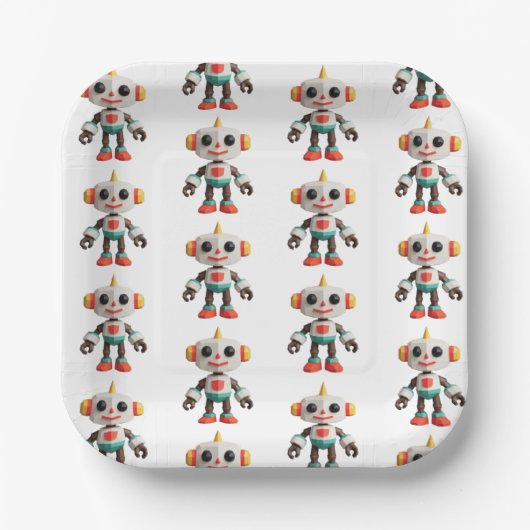 Customizable Robot Kids Papieren Bordje (Voorkant)