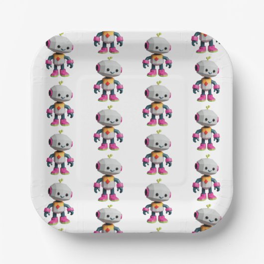 Customizable Robot Kids Papieren Bordje (Voorkant)