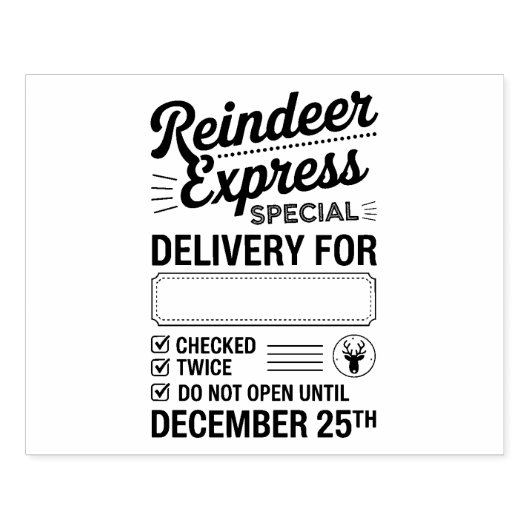 Customizable Santa Reindeer Christmas Deliver Rubberstempel (Afrduk)