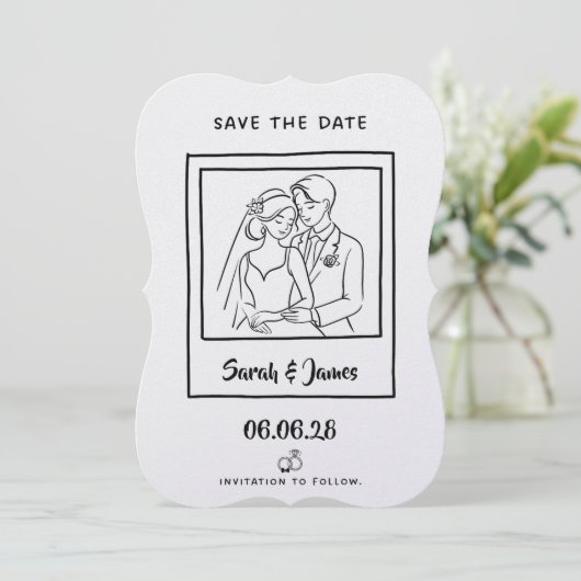 Customizable Save the Date  Bride groom  (Staand voorkant)