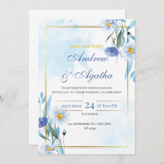 Customizable save the date weddind invitation (Devant / Derrière)