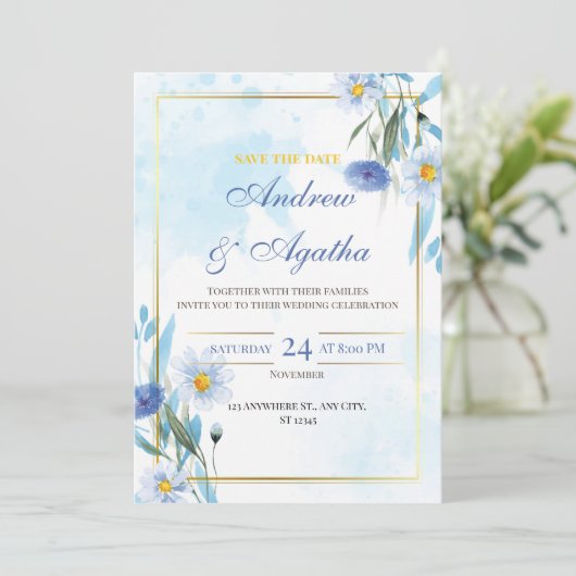 Customizable save the date weddind invitation bedankkaart (Staand voorkant)