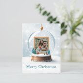 Customizable Snow Globe Photo Christmas Feestdagenkaart (Staand voorkant)