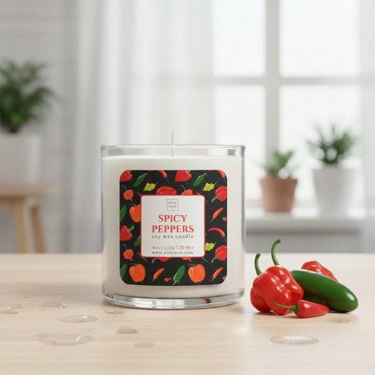 Customizable Spicy Peppers Soy Wax Candle Label