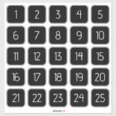Customizable Square Number Stickers White on Black (Feuille)