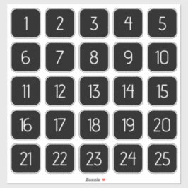Customizable Square Number Stickers White on Black
