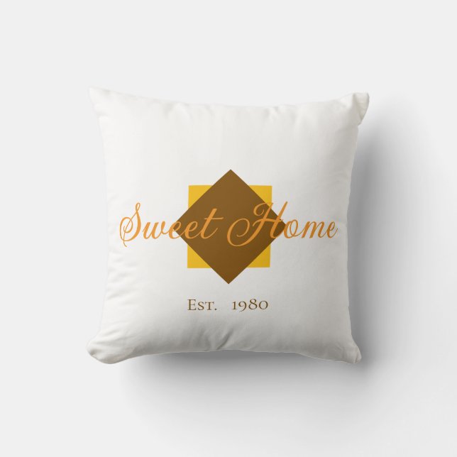 Customizable Sweet Home Throw Pillow – Est. xx Kussen (Voorkant)
