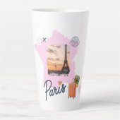 Customizable Travel Themed Paris Latte Mug (Devant)