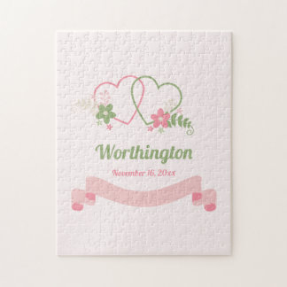 Customizable Two Linked Hearts Love Design Legpuzzel