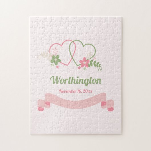 Customizable Two Linked Hearts Love Design Legpuzzel (Verticaal)