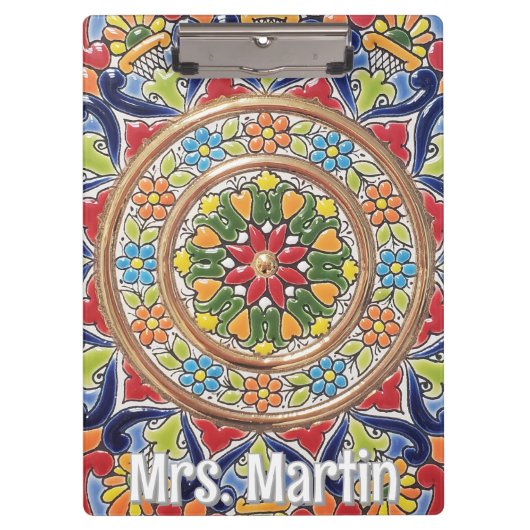 Customizable Vintage Spanish Tile Klembord (Voorkant)