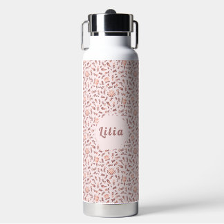 Customizable Water Bottle, Pink Floral Design Waterfles