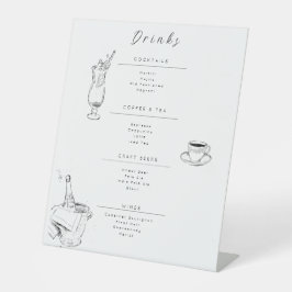 Customizable Wedding Drinks Menu Sign Reclamebord Met Voetstuk