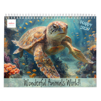 Customizable Wonderful Animals World Calendar 2026 Kalender