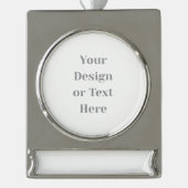 Customizable Your Design or Text Here Personalized Verzilverd Banner Ornament (Voorkant)